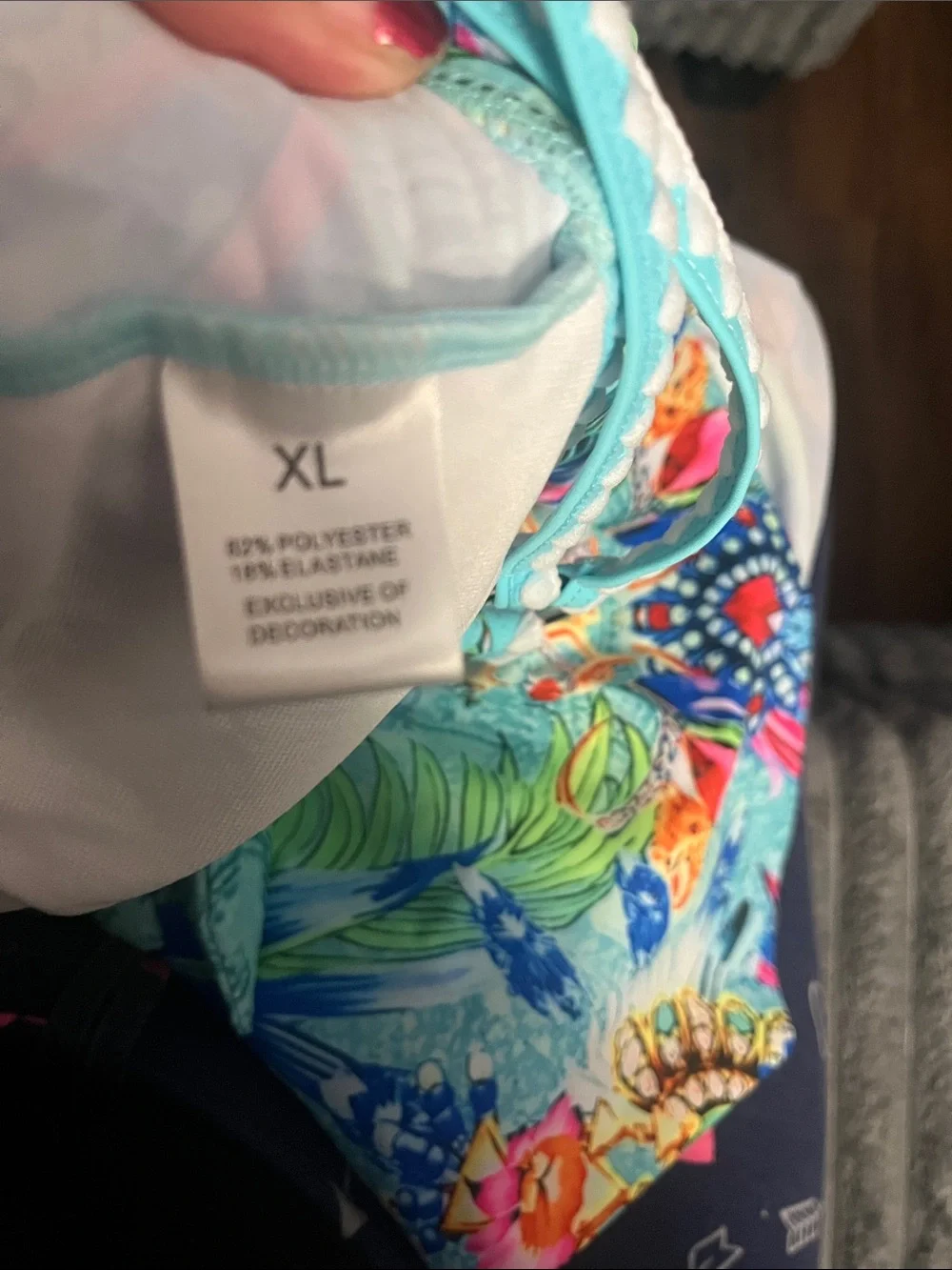 Girls' Tropical Floral Tie-Waist Romper in Aqua